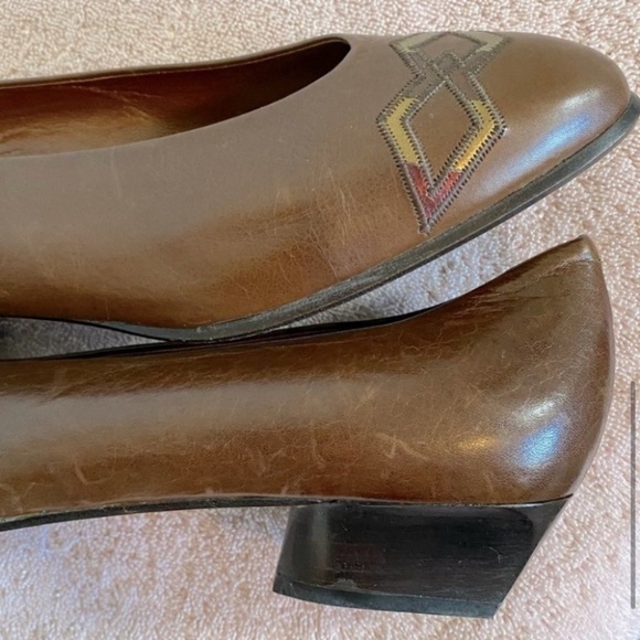 Arnold Churgin Brown Leather Slip On W  Chunky Heel 40 - Picture 10 of 11